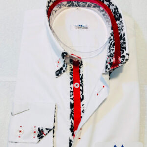 Camisa Blanca con detalles rojos y de diseño 12